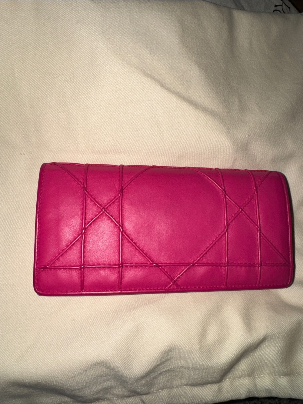 Dior Hot Pink Quilted Leather Women's Clutch